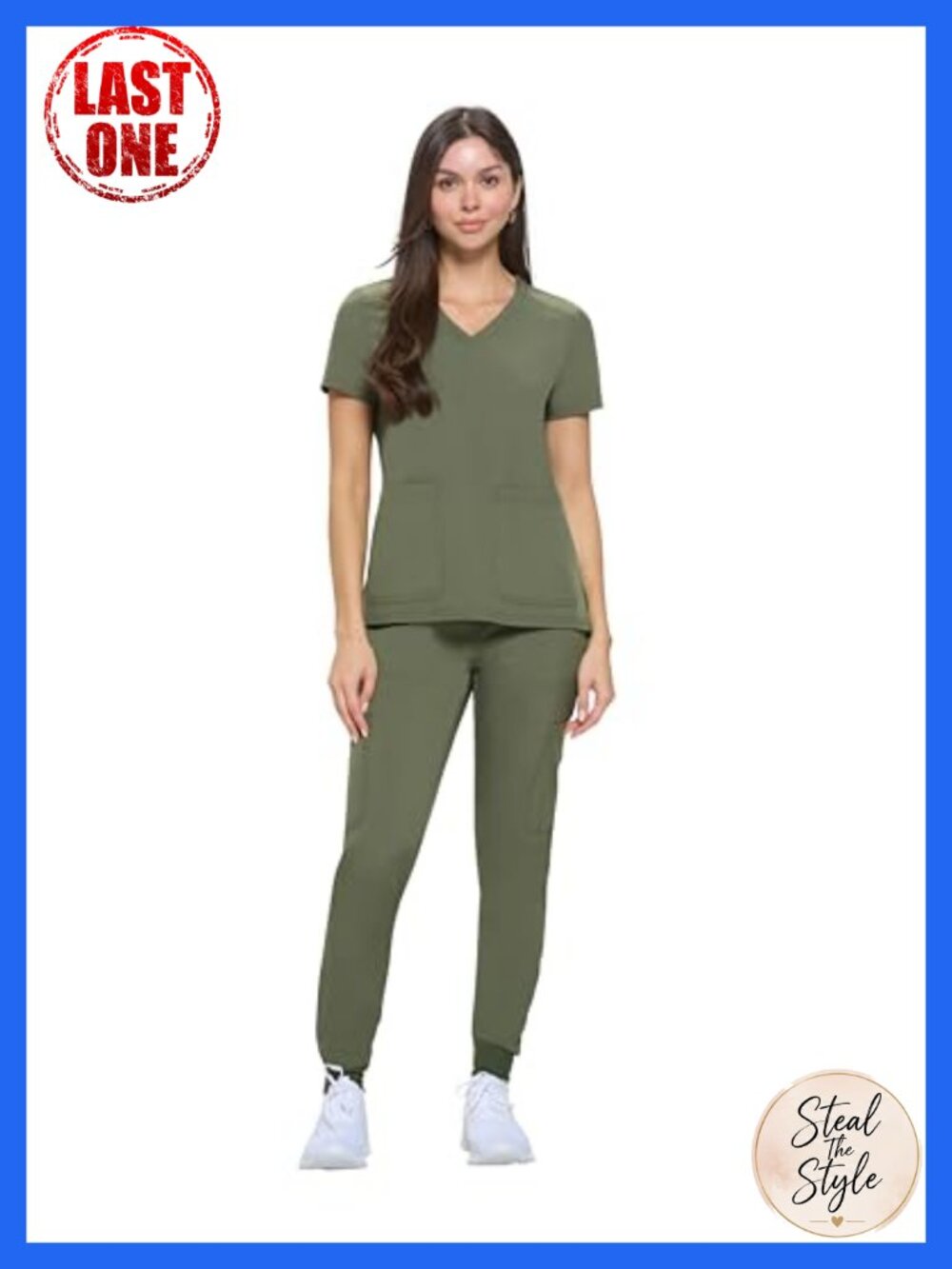 Women's Cool Stretch Jogger Scrub Set V-Neck Top & Jogger Pants